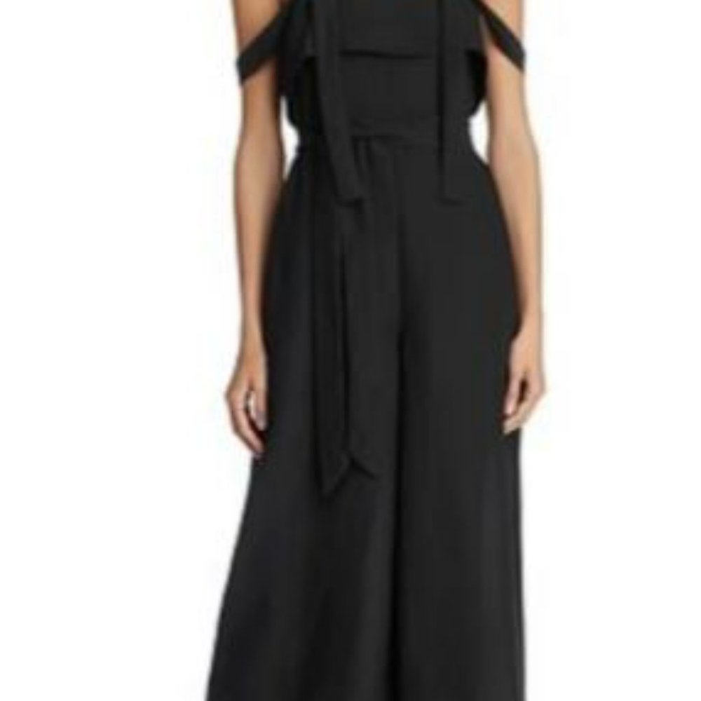 C/MEO Collective Vision Wide-Leg Strap-Detail Jumpsuit BLACK Size M